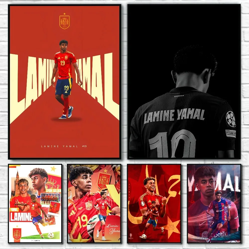Póster Popular de estrellas de fútbol L-Lamina Y-Yamal, lienzo impreso para el hogar, sala de estar, dormitorio, entrada, Bar, cafetería, decoración de pintura artística