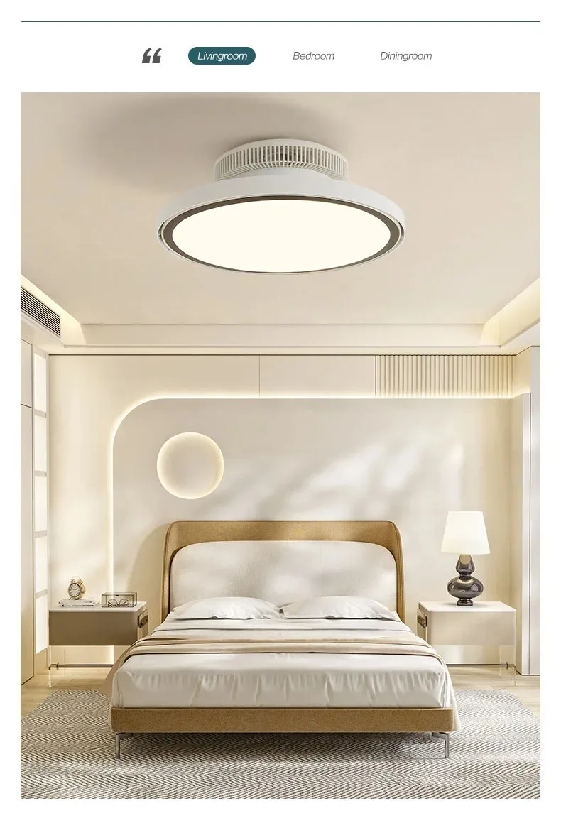 Imagem -04 - Luz Led Ventilador de Teto com Controle Remoto Lâmina Invisível Elegante Elegante Escurecimento Interior Iluminação para Quarto 53 w