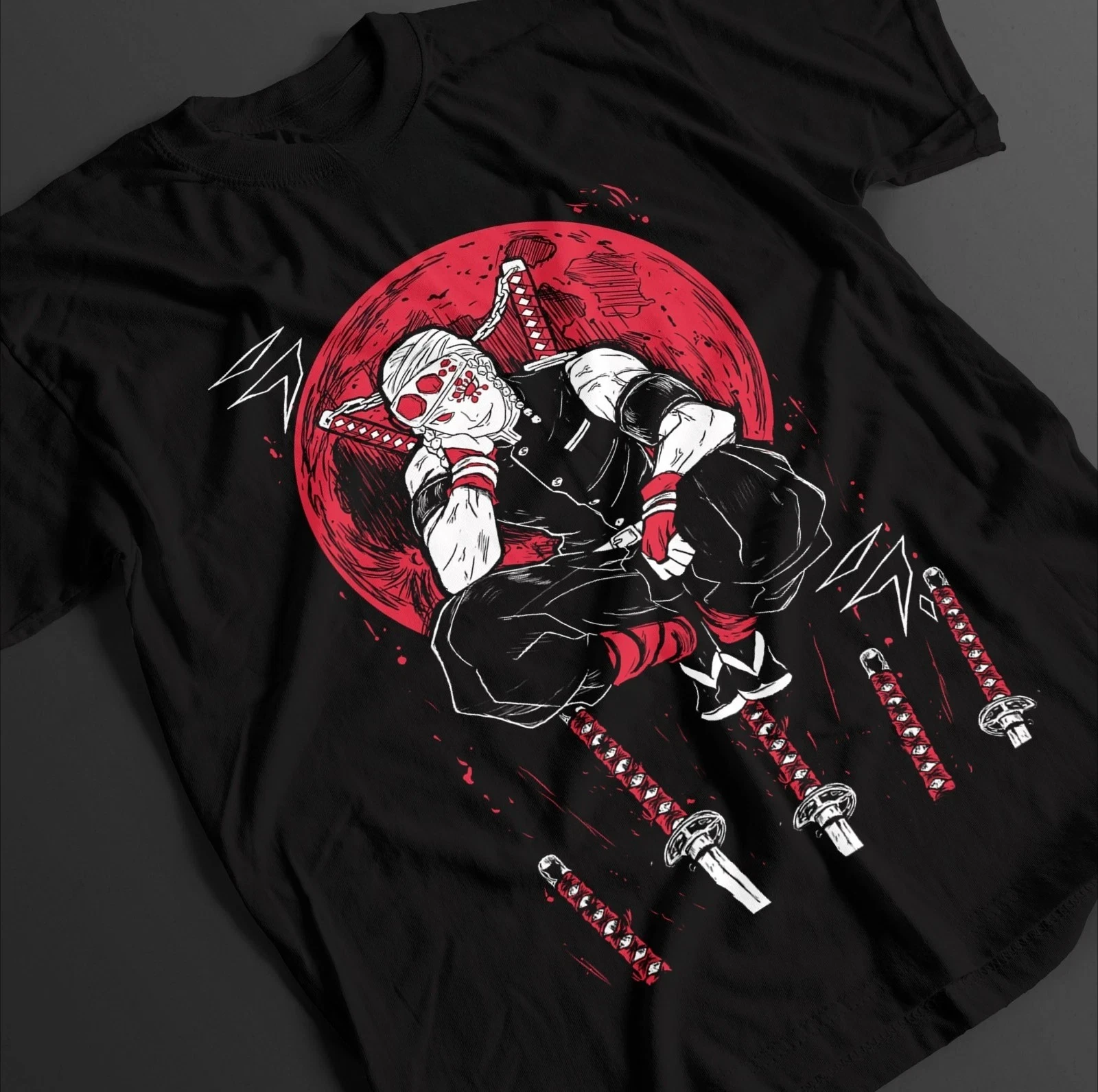 Camiseta Demon Slayer, camiseta de Tengen Uzui, camiseta de Tanjiro KNY Anime Akaza Doma Muzan, camiseta transpirable de verano para hombres y mujeres