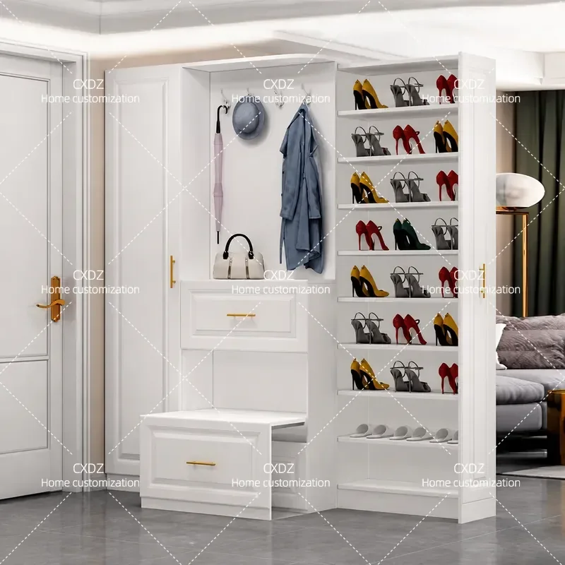 Simple Large Capacity Multi Layer Pull Out Shoe Cabinet Household Multifunctional Entrance Storage Bench Customizable