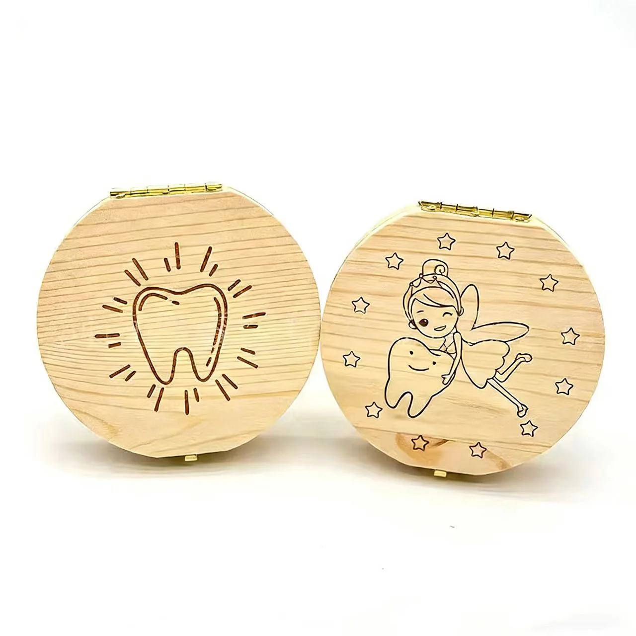 Wooden Baby Tooth Storage Box Kids Teeth Organizer Collection Baby Souvenirs Gifts Keepsakes for Boys Girls