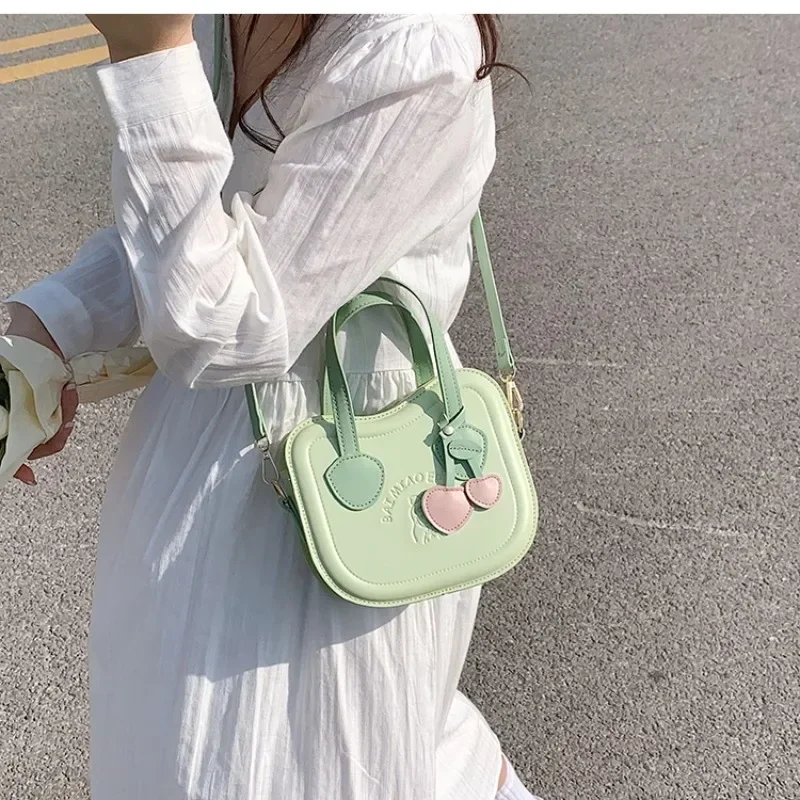 Winter Cute Shoulder Bag Teengae Girls Japanese Candy Color Kawaii PU Hand Bag Cartoon Print Sweet Crossbody Bag  Bolso Сумка