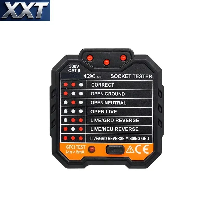XXT GOYOJO 469C EU Plastic Socket Tester Test Plug Breaker Electric Leakage Socket Power Polarity