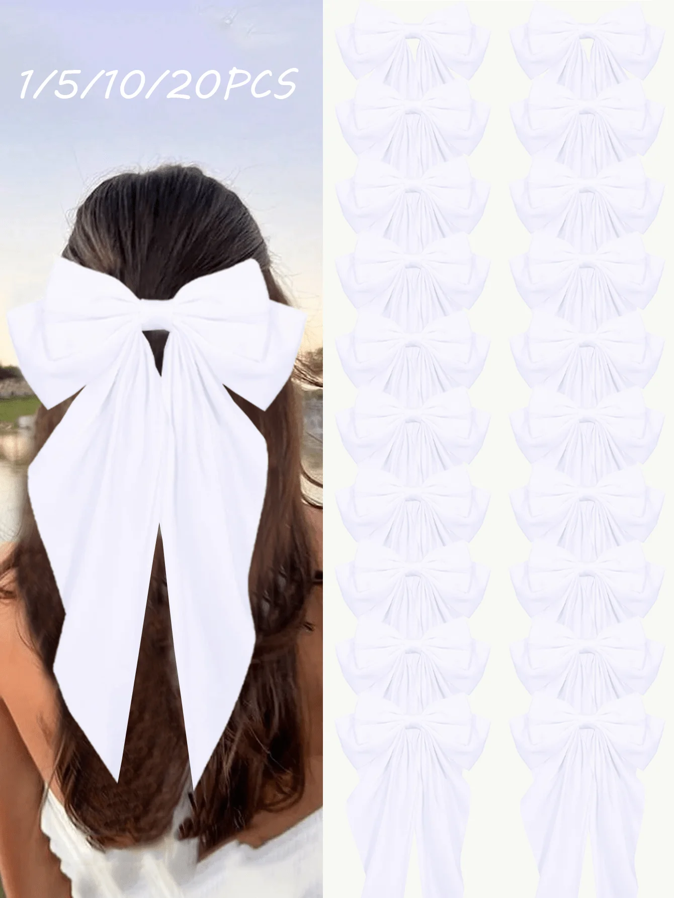 

Big White Bow Hair Clips For Women, 1/5/10/20 Pcs Set, Elegant Fashion Hair Accessories