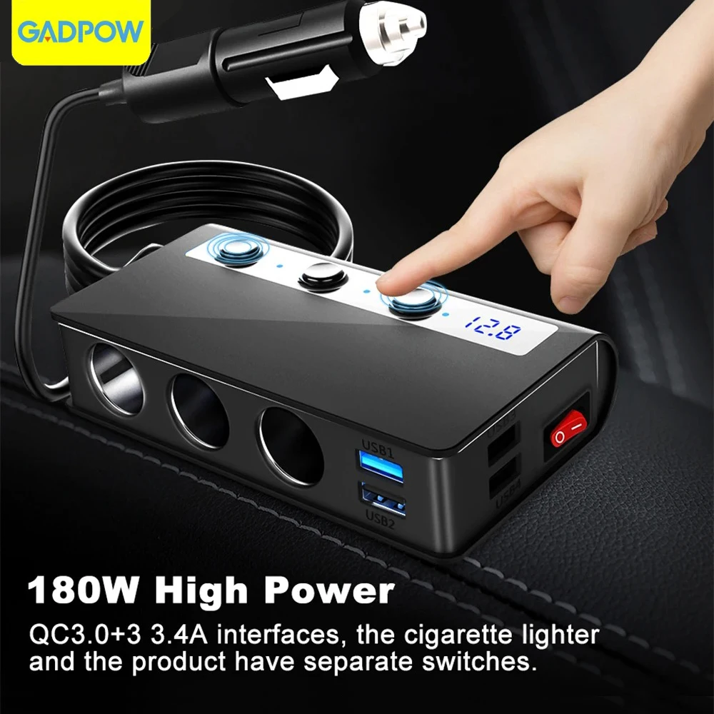 Gadpow Quick Multi Ports 3.0 Lighter Charger With USB Ports Fast Cigar Type-C Car Fast Charger Cigar Jack