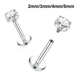 10Pcs Stainless Steel 14G 16G Zircon Labret Piercing Lip Stud Rings Ear Tragus Cartilage Helix Piercing Conch Rook Lobe Earrings