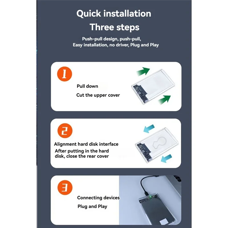 المهنية نوع C HDD الضميمة 2.5 بوصة SATA SSD القرص الصلب حالة الضميمة الخارجية شفافة المحمول الخارجية HDD حالة
