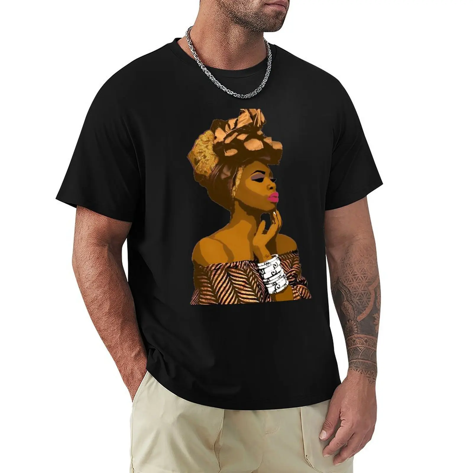 T-shirt décontracté à imprimé style rétro Contemplating