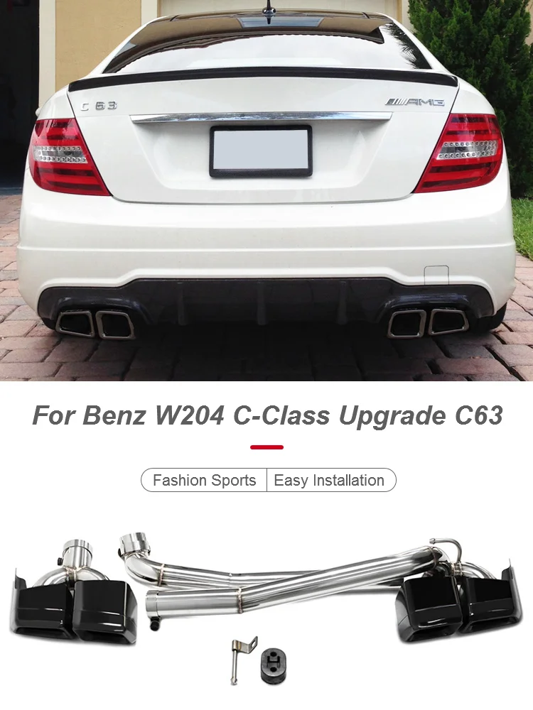 Car Exhaust Pipes For Mercedes Benz W204 C Class C180 C200 C260 Upgrade C63 Amg Stainless Steel Quad Exhaust Tip Muffler Tip OEM