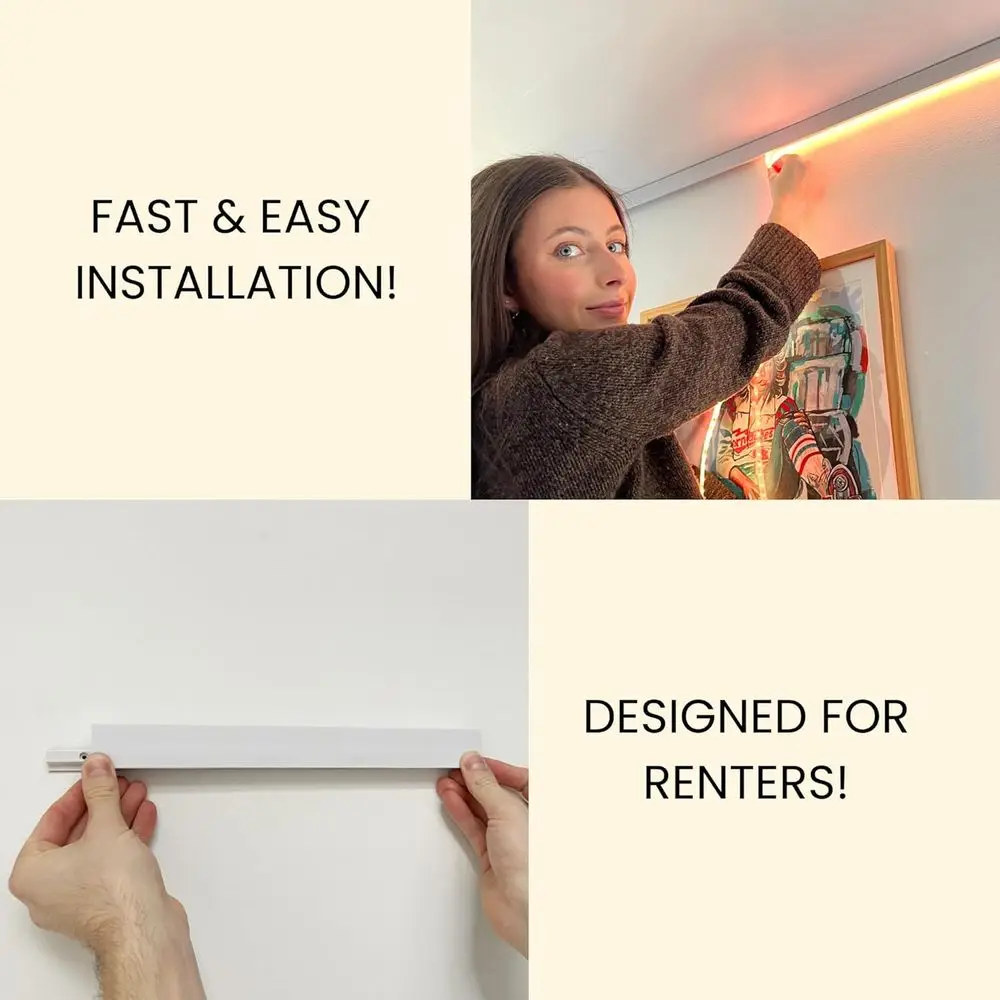 طقم إخفاء شريط LED بطول 16.4 أقدام/5 متر - إضاءة كوف صديقة للإيجار للجدران