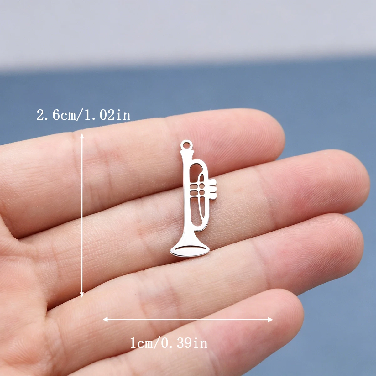 3pcs Stainless Steel Trumpet Musical Instrument Charms Pendant DIY Jewelry Making Findings Supplies For Necklace Bracelet