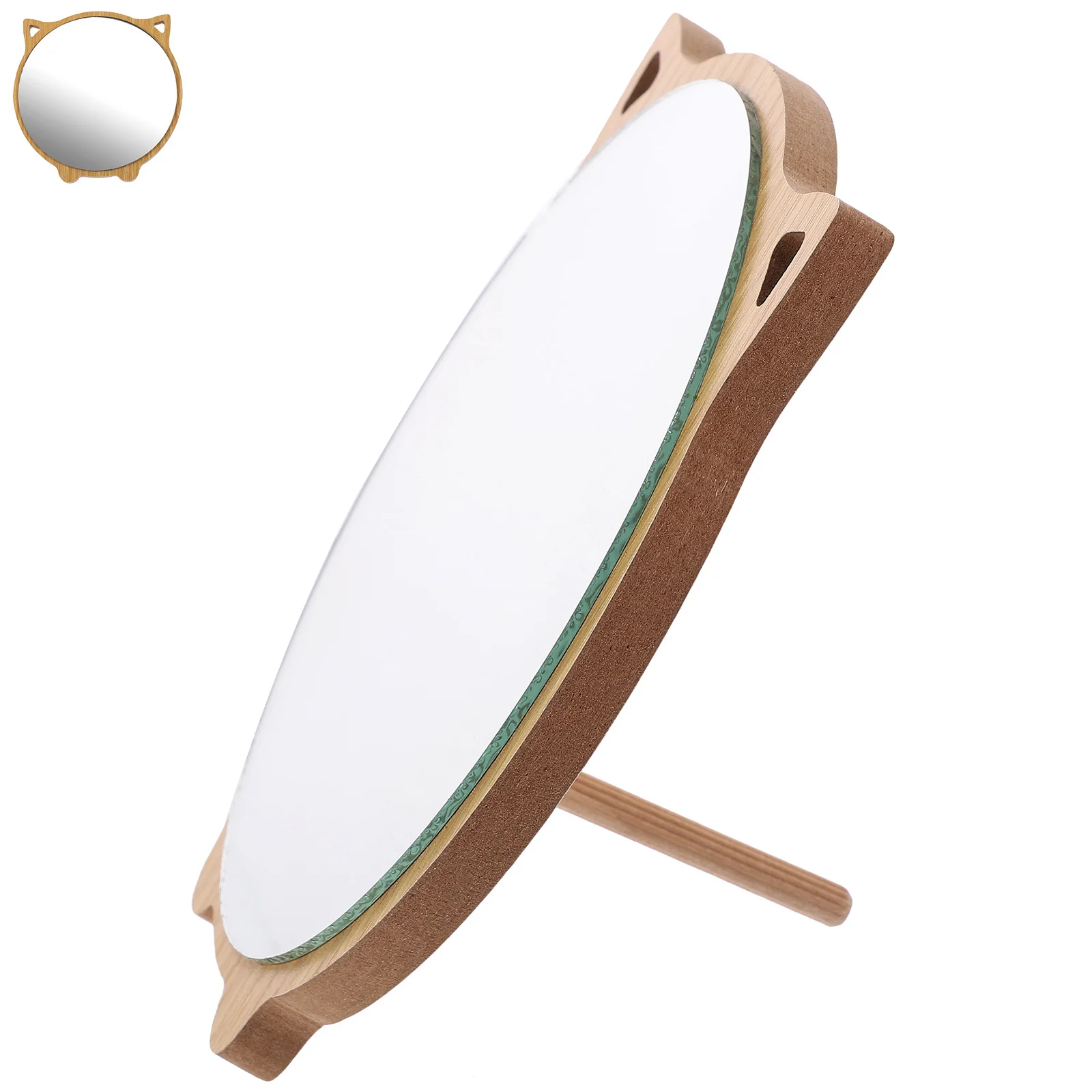 

Chic Wooden Cat Design Makeup Mirror High Quality Glass Stable Support for Elegant Bedroom Bathroom Table Makeup Mirror