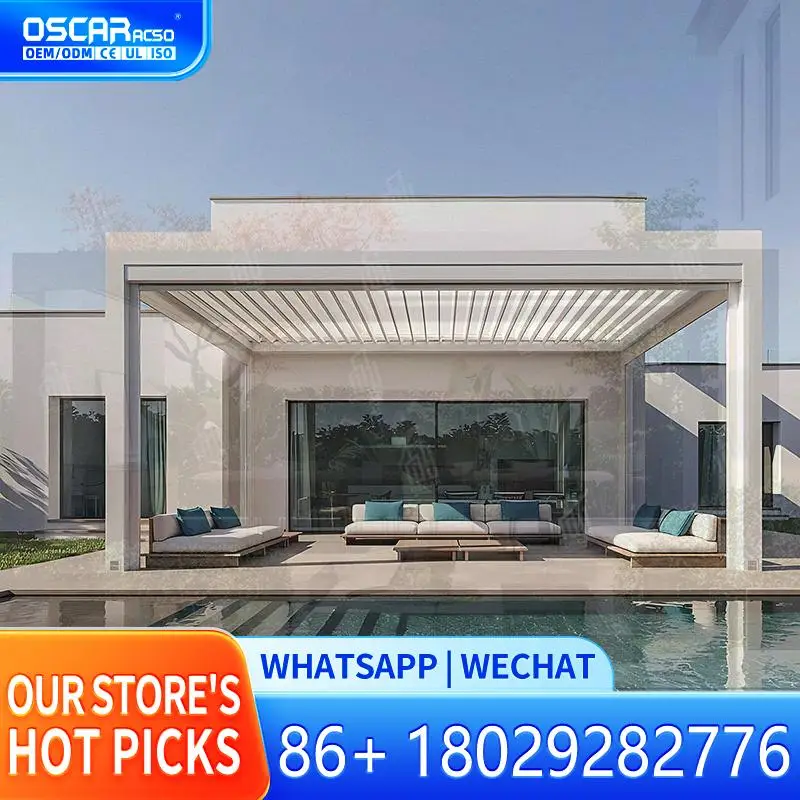 

Моторизованная электрическая водонепроницаемая всесезонная алюминиевая беседка 4x3 3x4 с раздвижными стеклянными панелями для двора, патио, террасы