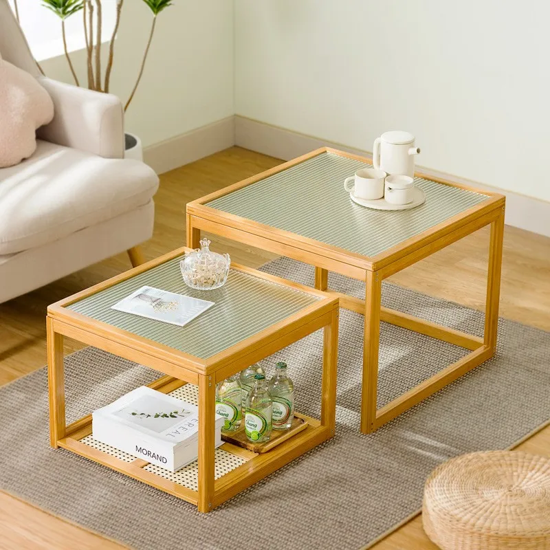 Nordic Coffee Table Living Room Home Coffee Table Coffee Table Light Luxury Modern Glass Solid Wood Balcony Bedroom Small Table