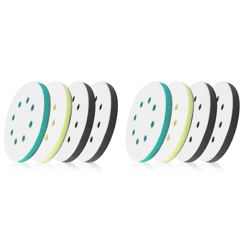 

ABMH-8 Pack Foam Sanding Pads For Orbital Sander, 5 Inch 8 Holes Orbital Sander Surfprep Foam Pad