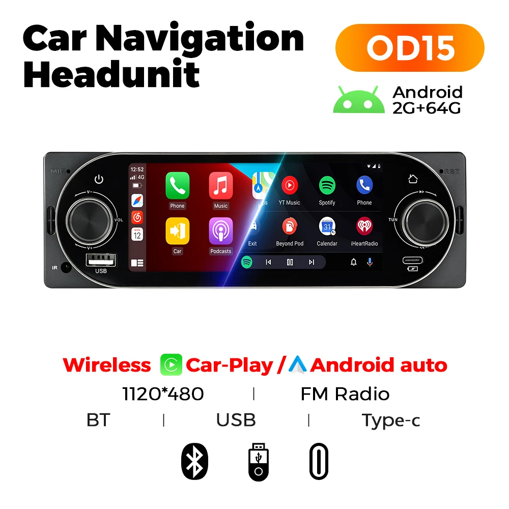 NAVIFLY 5.2“ 32GB Auto FM-radio HD Multimediaspeler Voor Mazda VW Citroen Ford Peugeot Renault Volvo Draadloze Carplay Auto BT USB