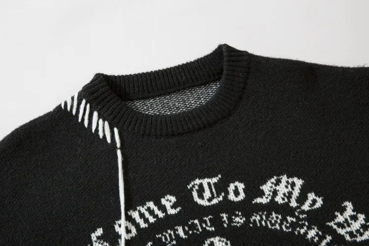 2025 Autumn and Winter New Fashion Street Style Niche American Jacquard Fringed Vintage Couple Knitted Sweater