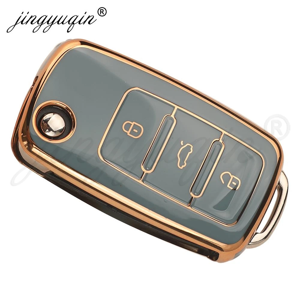 jingyuqin TPU Car Flip Key Case Cover For Volkswagen VW Polo Golf Passat Tiguan Beetle Caddy Eos Skoda Octavia Seat Leon Altea