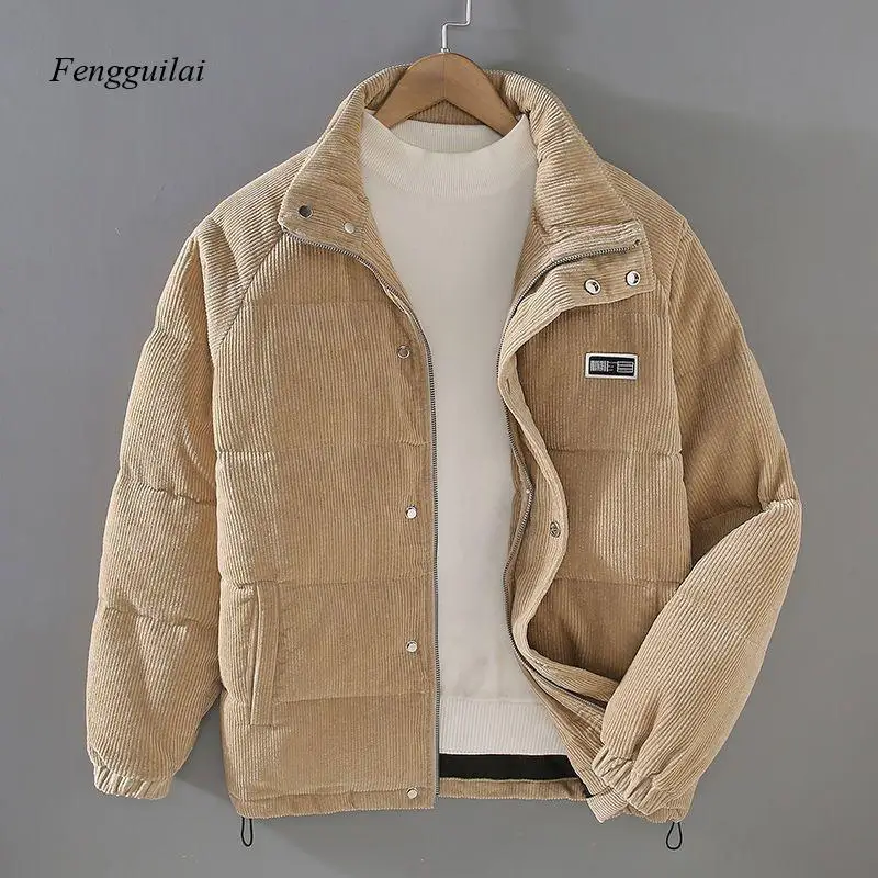 Winter New 2025 Men's Warm Corduroy Cotton Clothing Trend Simple Bread Jacket Jacket