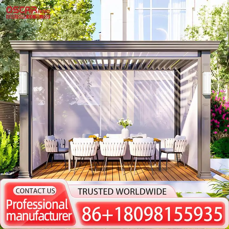 

3x3 3x4 4x3 4x4 4x5 4x6 6x3 6x4 6x5 6x6m Современная уличная алюминиевая беседка с жалюзи для сада, заднего двора, патио, беседки