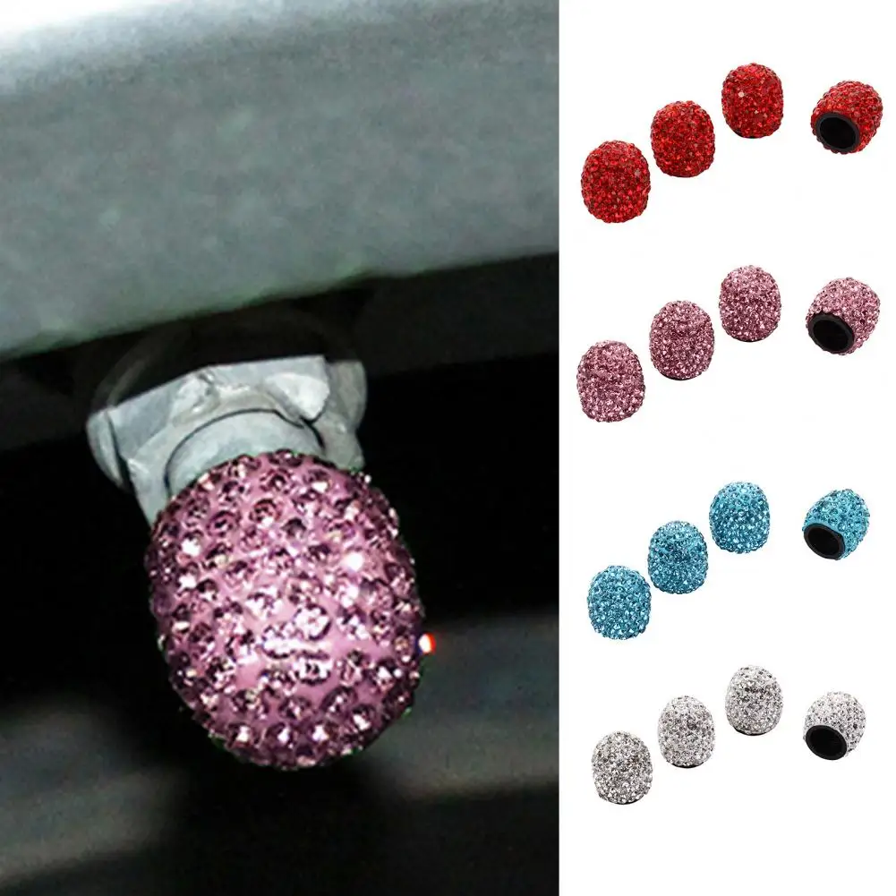 Shiny Rhinestone Tire Valve Cover Sparkling Rhinestone Tire Valve Covers Glamorous Wheel Accessories for Cars Trucks Motorcycles