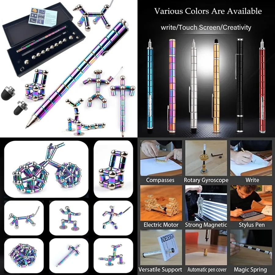 

Магнитная металлическая игрушечная ручка для снятия стресса и фокусировки: многофункциональная магнитная шариковая ручка с плавным письмом и интерактивным управлением