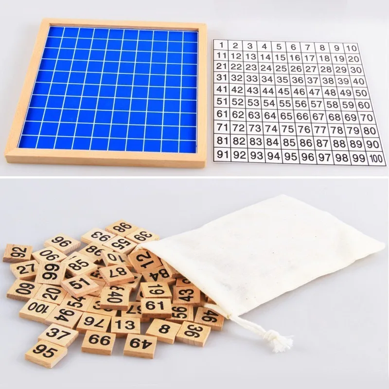 Montessori Math Manipulatives Counting Chips Wooden 1-100 Continuous Number Board Preschool Math Learning Educational Toy