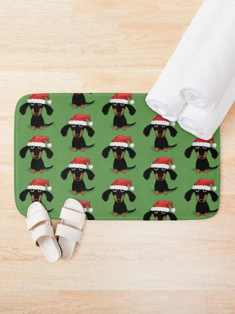 Doxie Clause Santa Dachshund | Funny Wiener Dog Christmas Bath Mat Carpets For The Bathroom Carpet For Bathroom Mat