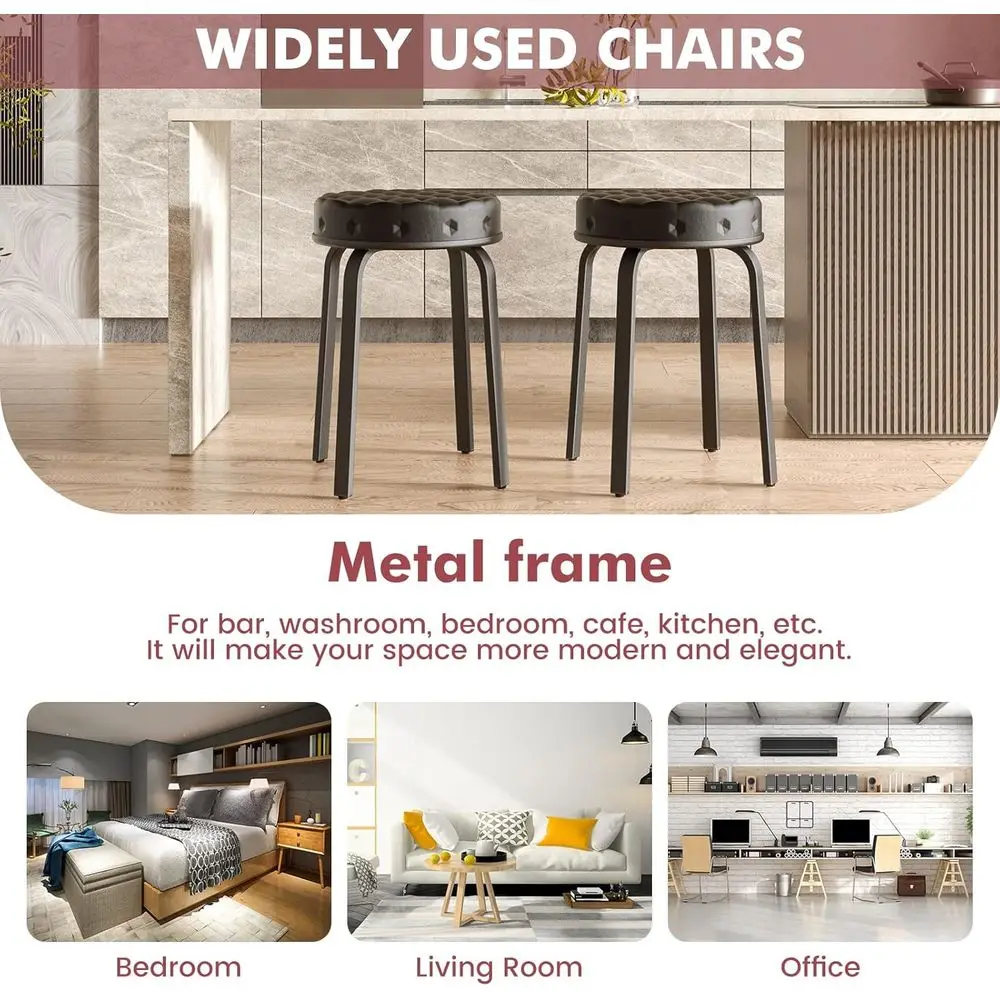 Coppia di 18,5 sgabelli da bar moderni in pelle PU con gambe in metallo per cucina, sala da pranzo e altro ancora