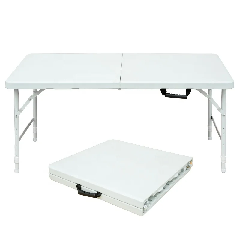 

#4ft Portable Folding Table Modern Indoor/Outdoor Height Adjustable Activity Camping Furniture 4 Gear Height Plastic Warehouse