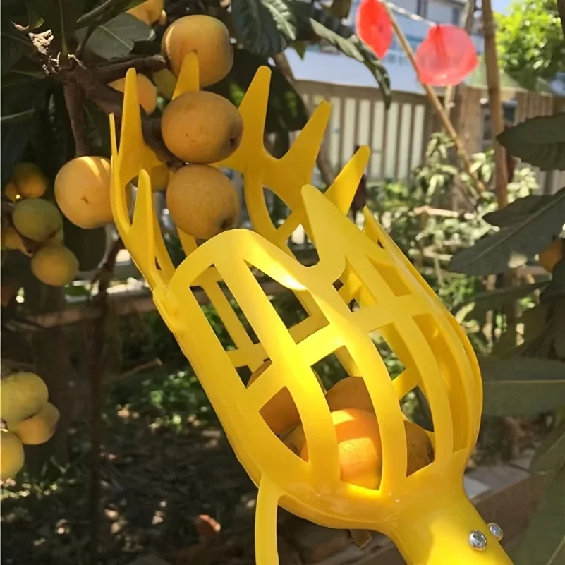 Yellow Polypropylene Fruit Picker Lightweight Reusable Ergonomic for Garden Harvesting Orchard Farm Food Safe Tool Garden Tool