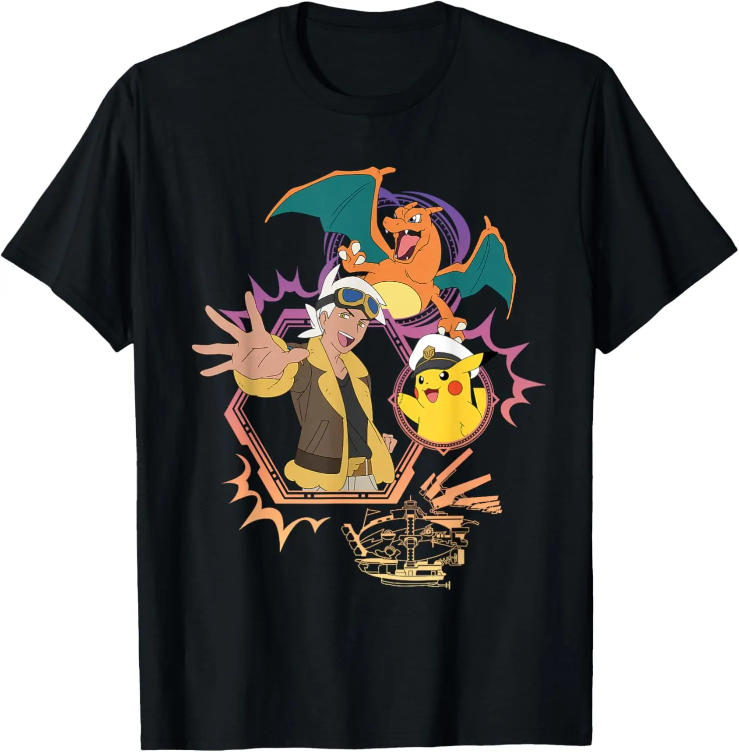 Pokémon - Horizons Friede Captain Pikachu Charizard T-Shirt S-6XL