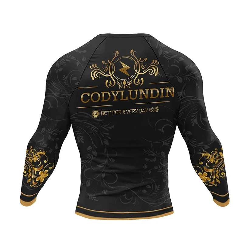 MMA BJJ Rash Guard obcisłe ćwiczenia koszulki do joggingu + zestawy spodni Sport 3D Print Jiu Jitsu Rashguard kompresyjny dres bokserski