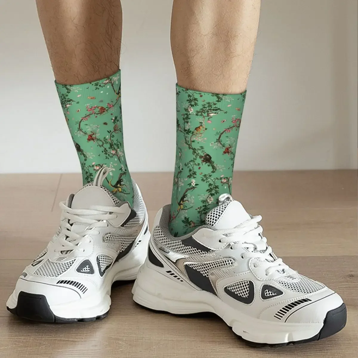 Monkey World Green Socks Harajuku Sweat Absorbing Stockings All Season Long Socks for Unisex Valentine's Day Gifts
