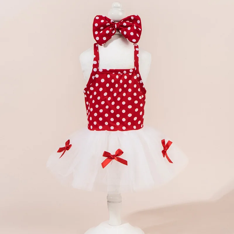 Princess Lattice Dog Fancy Dress Lace Bow Tie Vest Skirt Clothing for Cats Pearl Female Puppy Overalls Lovely Pet Dog Clothes