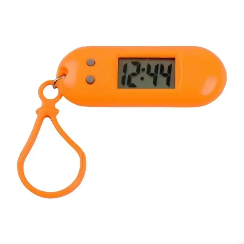  LED Digital Keychain Pocket Watch Miniature Clock Convenient Backpack for Students Kids Outdoor Activity Plastic Timer