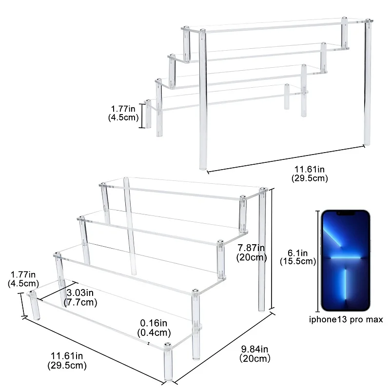 2/3/4/5 Layers Acrylic Action Figure Display Rack Toy Model Swing Rack Doll Hand Office Cosmetics Rack Trapezoidal Cake Rack