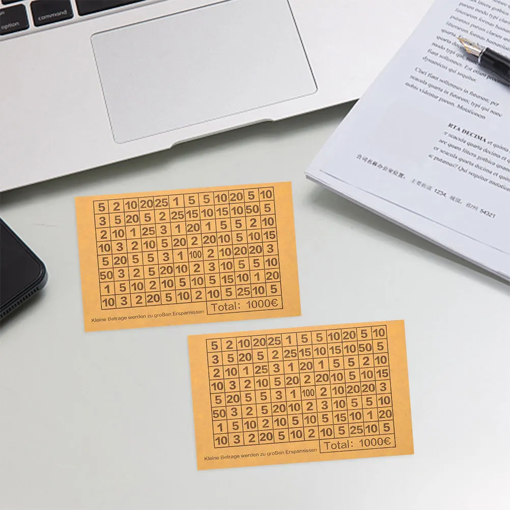 50pcs Euro Savings Sticker 1000 Beige Target Decal For Money Box Numbered Label Sticker For Coin Bank Diy Saving Jar Tracker