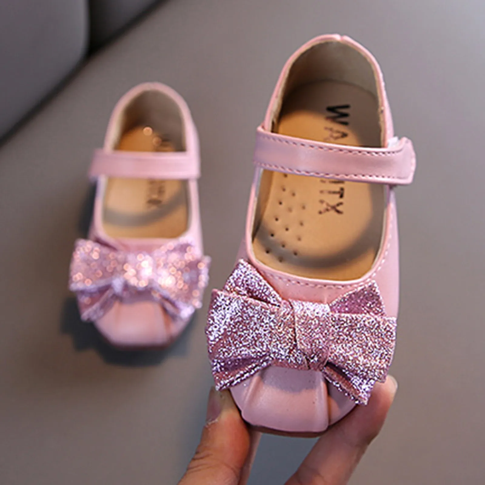 2024 Knotted Baby Girls Princess Bow Shoes Soft Dance Shoes Soled Shoes Leather Baby Shoes Hot Selling Casual Wear