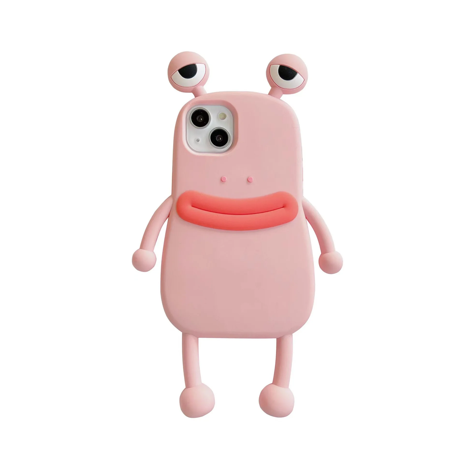 Niedliche Rosa Frosch-Cartoon-Handyhülle für iPhone Air 17 16 15 14 12 11 Pro Max XS XR X 13 Mini 12Mini Weiche Silikon Stoßfeste Schutzhülle