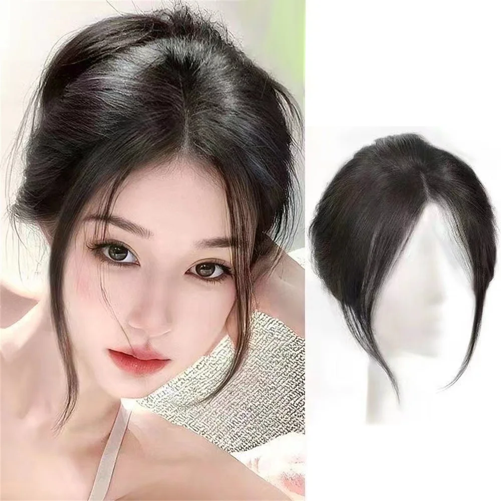 French Curly Middle Parted Bangs Wig Hair Extensions Clips for Women Natural Invisible Full Cover Hairpiece Hair Accessories