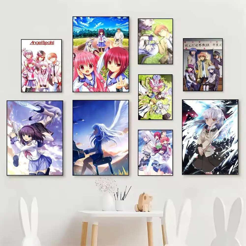Classic Japanese Anime A-Angel Beats Manga Posters Self Adhesive Waterproof Ideal For Living Room Bedroom Bar Decoration