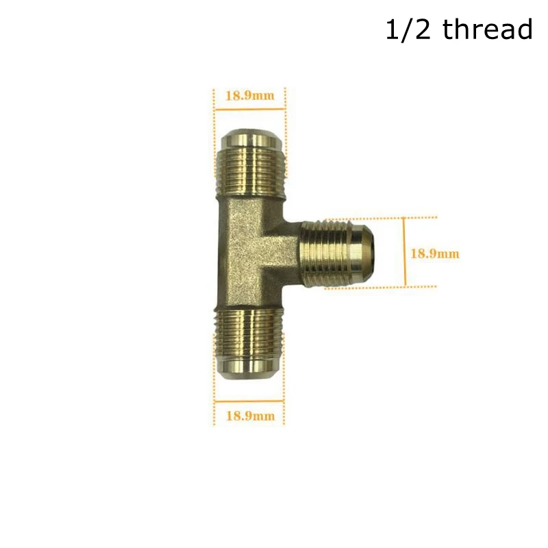 Tee De Ar Condicionado De Latão Forjado, SAE 1/4 3/8 1/2 3/4 fit, Rosca UNF, 3 Maneiras Igual Flare Conectando Adapeter De Encaixe De Tubulação