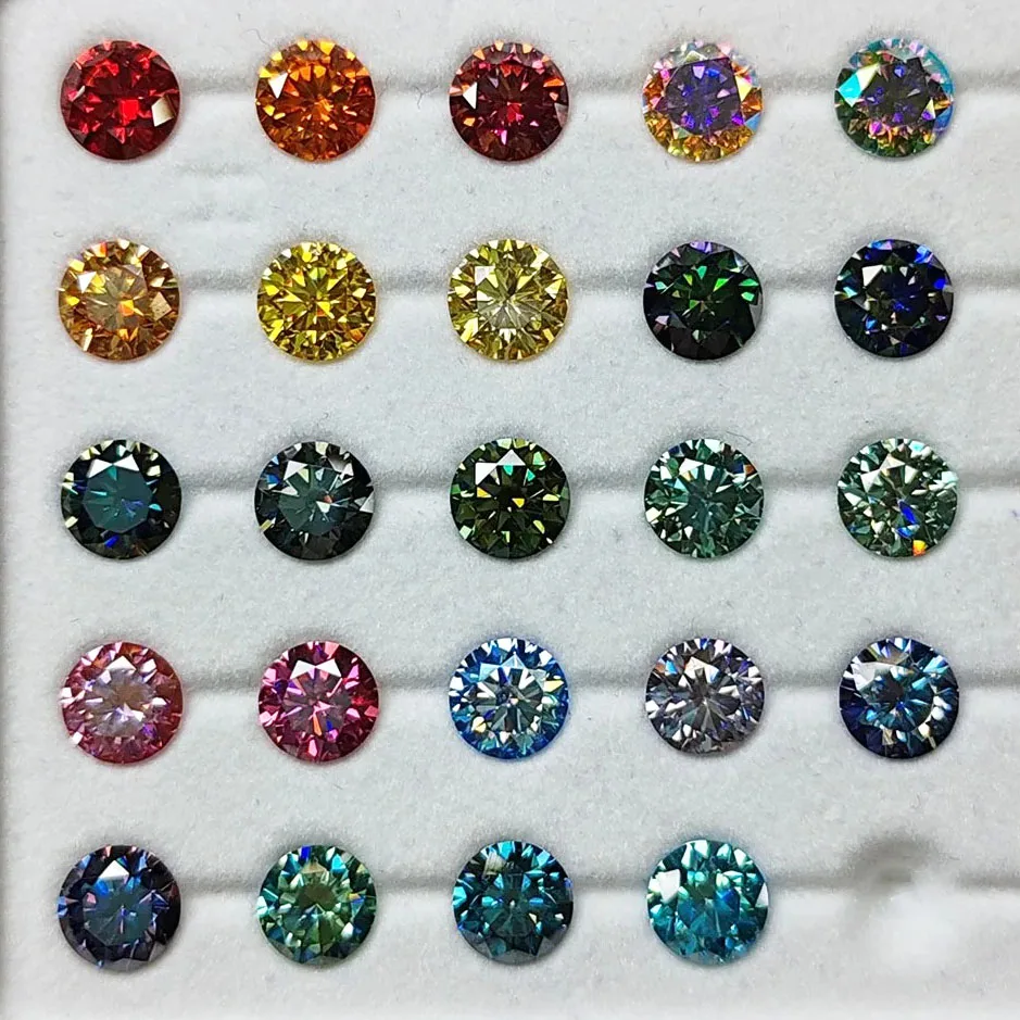 Moissanite Stones Round Shape Multiple Color Small Sizes 3.0-4.5mm Gleaming Gems VVS1 Pass Diamond Tester for Diy Jewelry Making