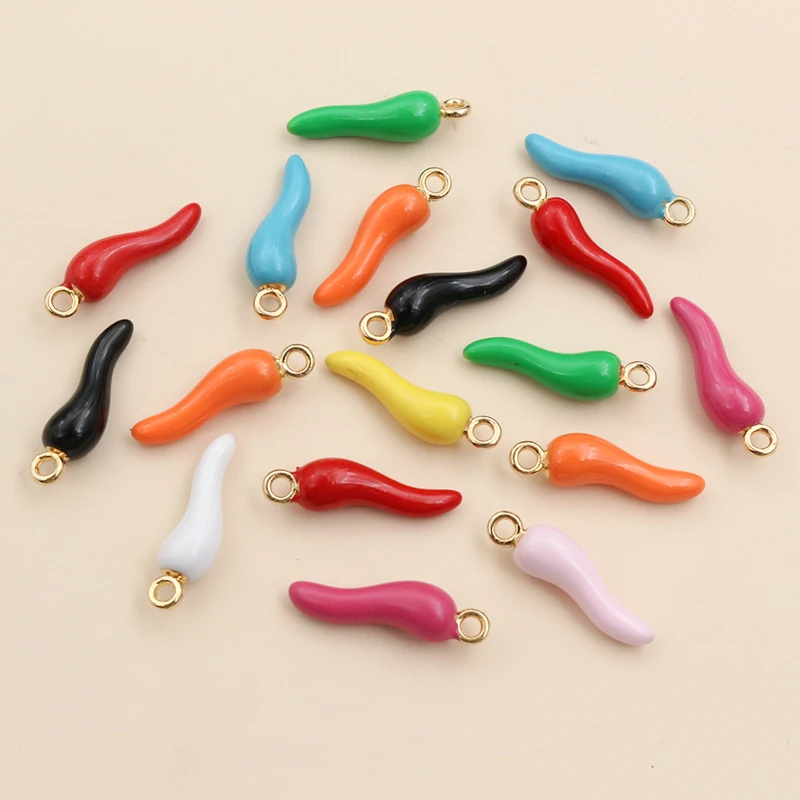 20pcs 19x5.5mm Enamel Chili Pepper Charms Pendant Multi Colors For DIY Jewelry Making Earrings Keychain Pendants Craft Findings