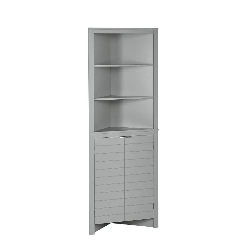 Madison Tall Corner Cabinet, Gray 16.88-in. L X 23.31-in. W X 63.88-in. H  Toilet Storage Cabinet  Bathroom
