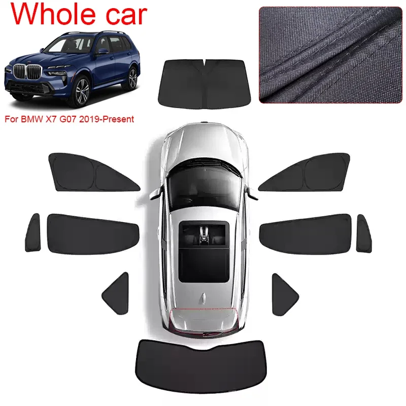 Car Black Windows Privacy Sunshade For BMW X7 G07 2019-Present Anti-UV Heat Insulation Protect Cover Family Trip Accessories