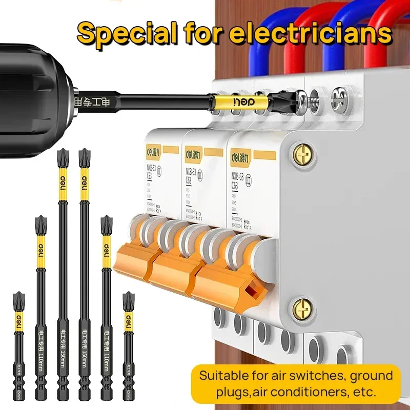 

65/110/150mm Electrician Special Cross Screwdriver Bits Magnetic Batch Head Impact Strong Cross High Hardness Screwdriver Set