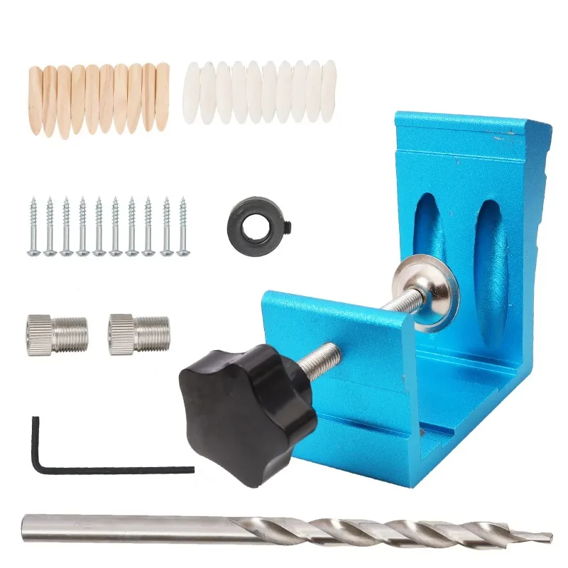 46pcs Pocket Hole Jig Kits 15 Degrees Dowel Drill Joinery Kit Carpenters Wood Woodwork Guides Joint Oblique Hole Locator Tool