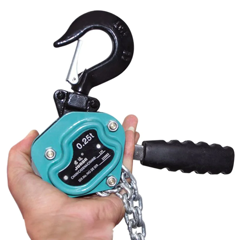 0.25T/0.5T Hand Pulled Hoist Elevator Mini Portable Manual Crane Metal Heavy Duty Lifting Tools Construction Site Hand Tool